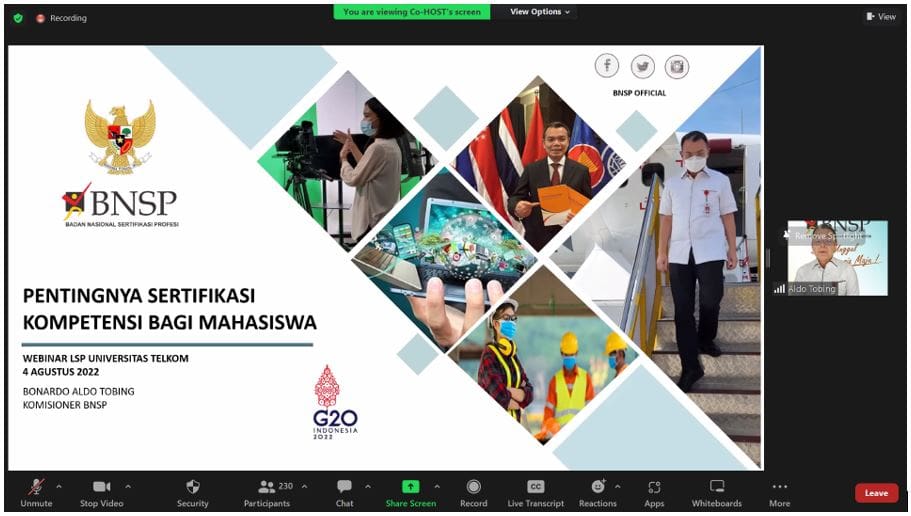 Webinar “Pentingnya Sertifikasi Profesi Untuk Mahasiswa Telkom University”