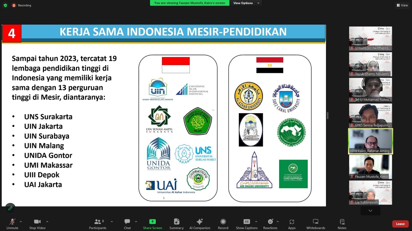 Diskusi Potensi Kerjasama TelU & KBRI Kairo Mesir